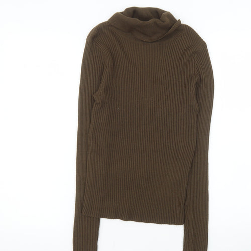 Collusion Women’s Brown Roll Neck Ribbed Knit Jumper Size 8