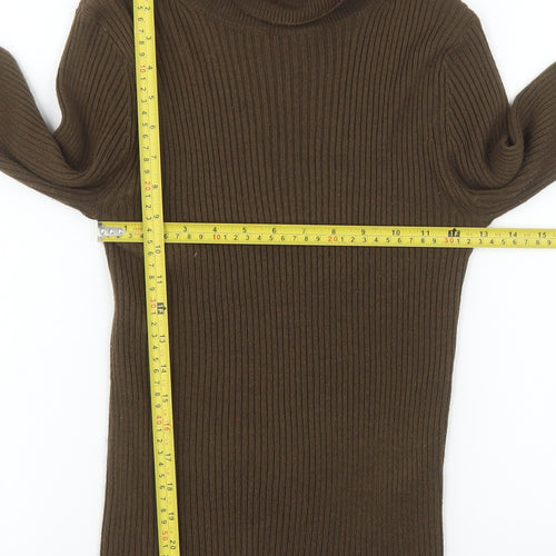 Collusion Women’s Brown Roll Neck Ribbed Knit Jumper Size 8