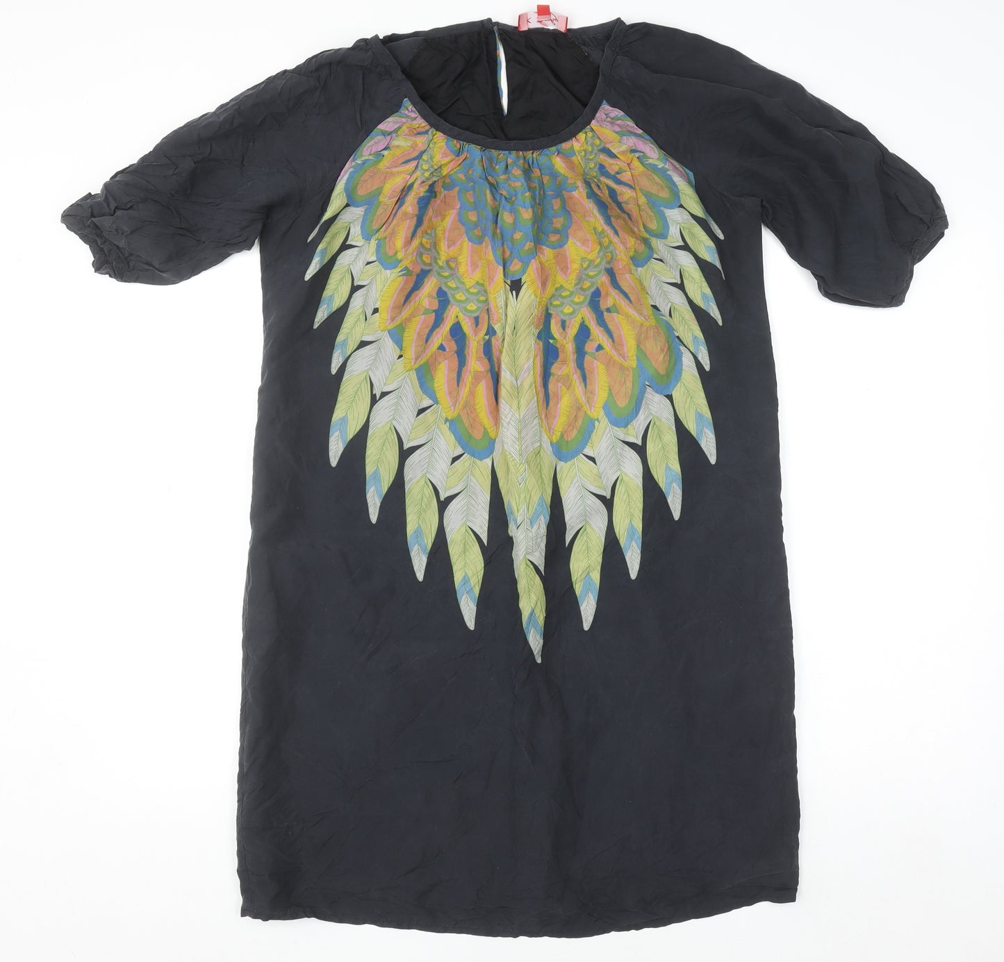 Derhy Women’s Black Silk Bohemian Tunic Blouse Size L