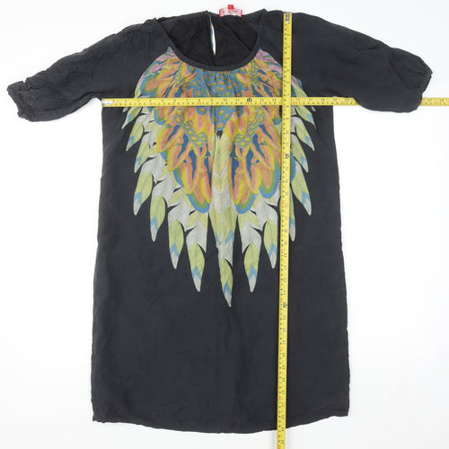 Derhy Women’s Black Silk Bohemian Tunic Blouse Size L