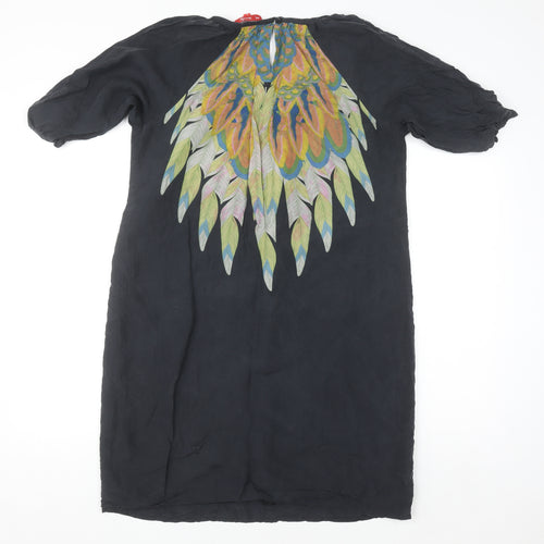 Derhy Women’s Black Silk Bohemian Tunic Blouse Size L