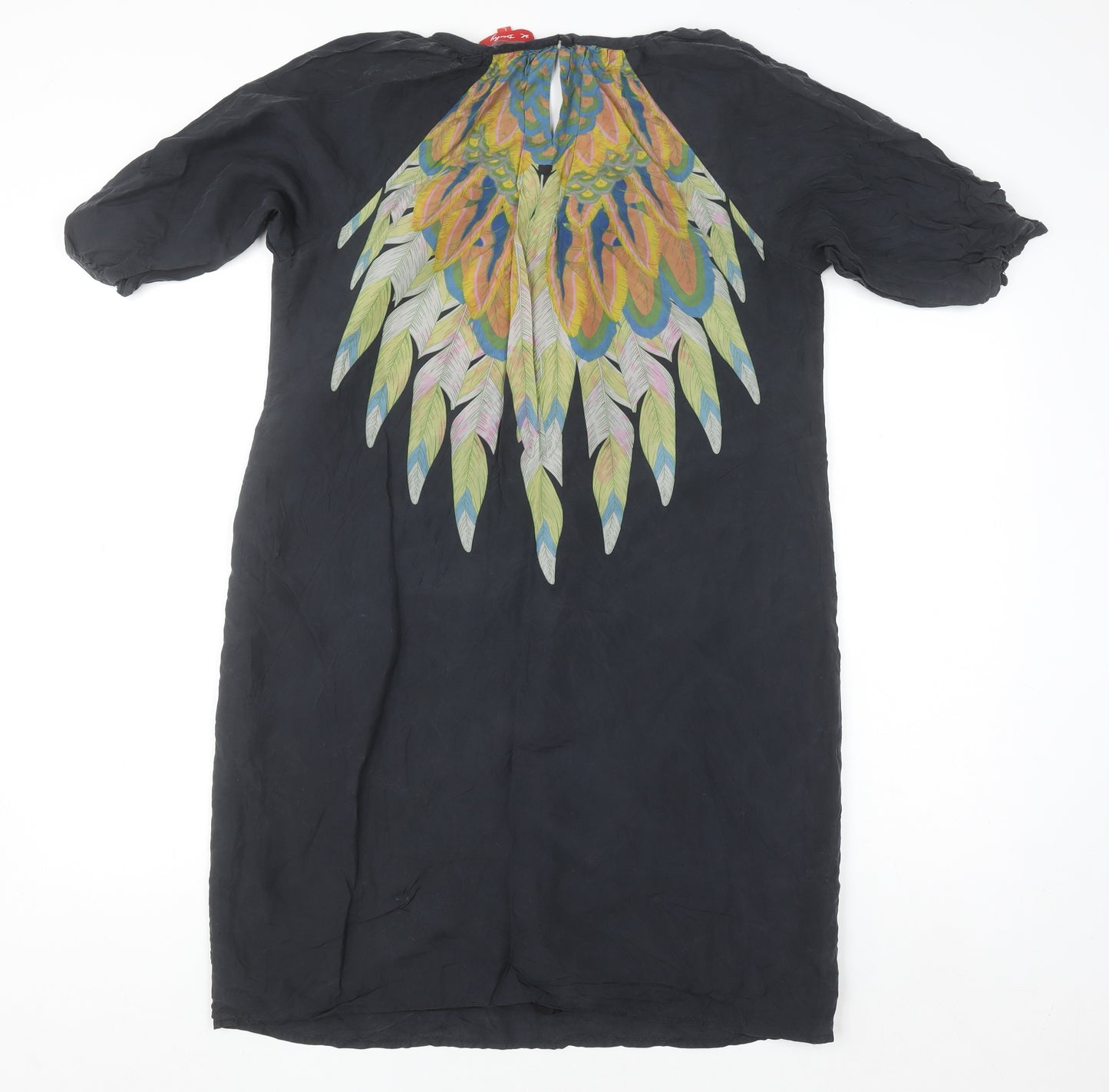 Derhy Women’s Black Silk Bohemian Tunic Blouse Size L
