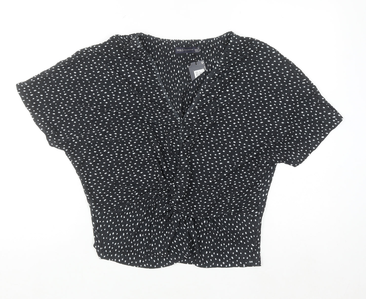 Marks and Spencer Womens Black Polka Dot Tunic Blouse Size 12