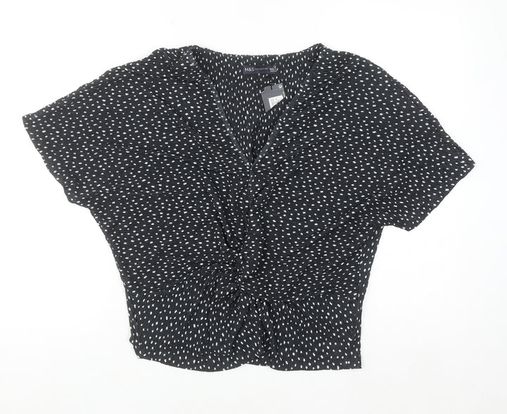 Marks and Spencer Womens Black Polka Dot Tunic Blouse Size 12