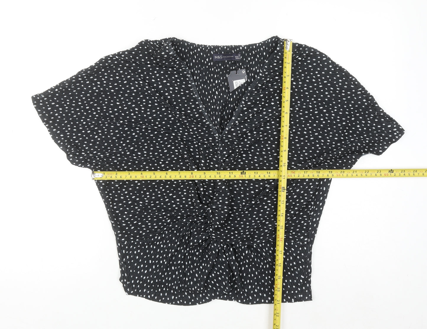 Marks and Spencer Womens Black Polka Dot Tunic Blouse Size 12