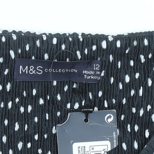 Marks and Spencer Womens Black Polka Dot Tunic Blouse Size 12