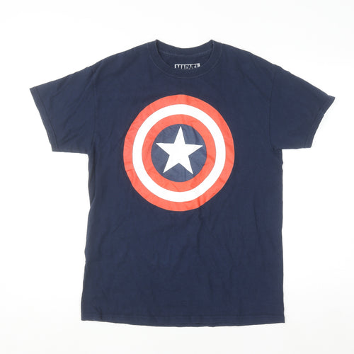Marvel Men Navy Captain America Shield Cotton T-Shirt Medium