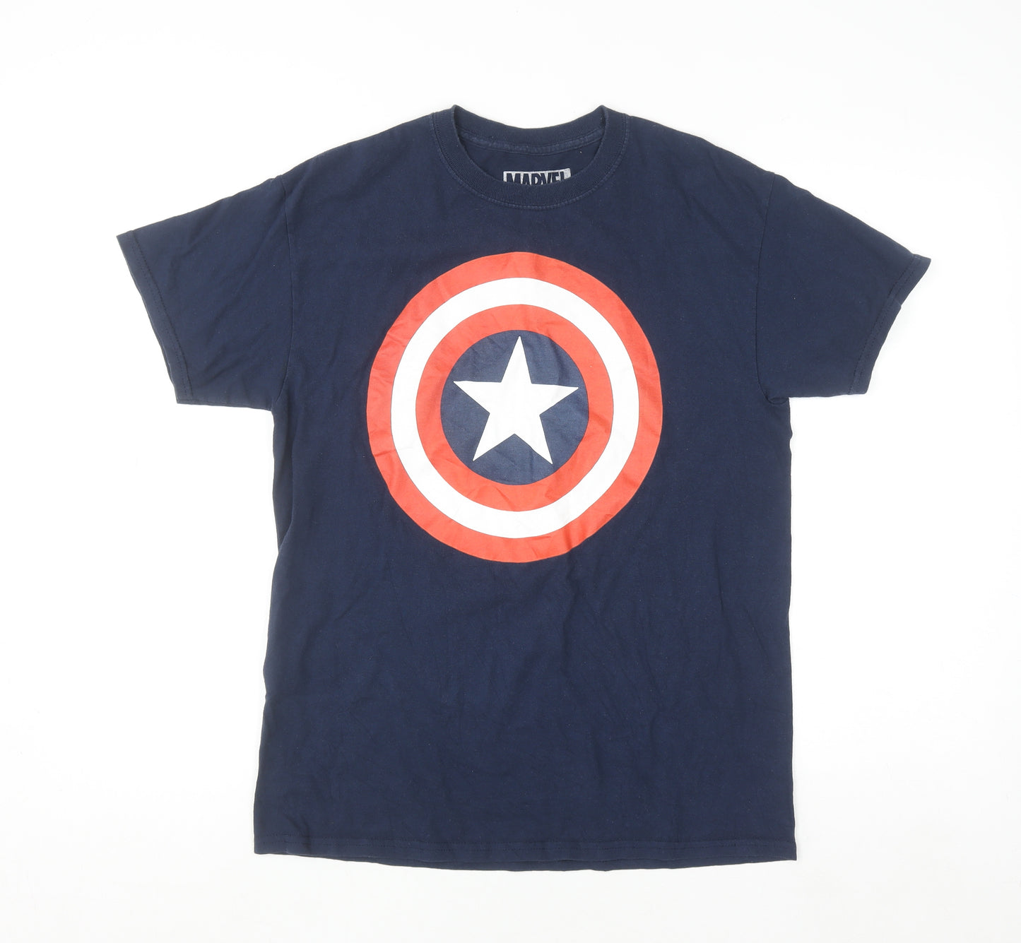 Marvel Men Navy Captain America Shield Cotton T-Shirt Medium