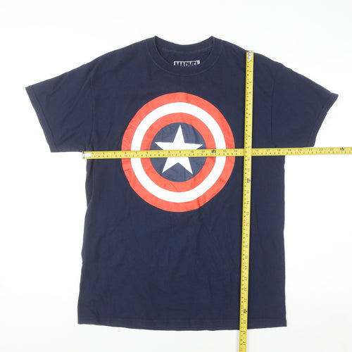 Marvel Men Navy Captain America Shield Cotton T-Shirt Medium