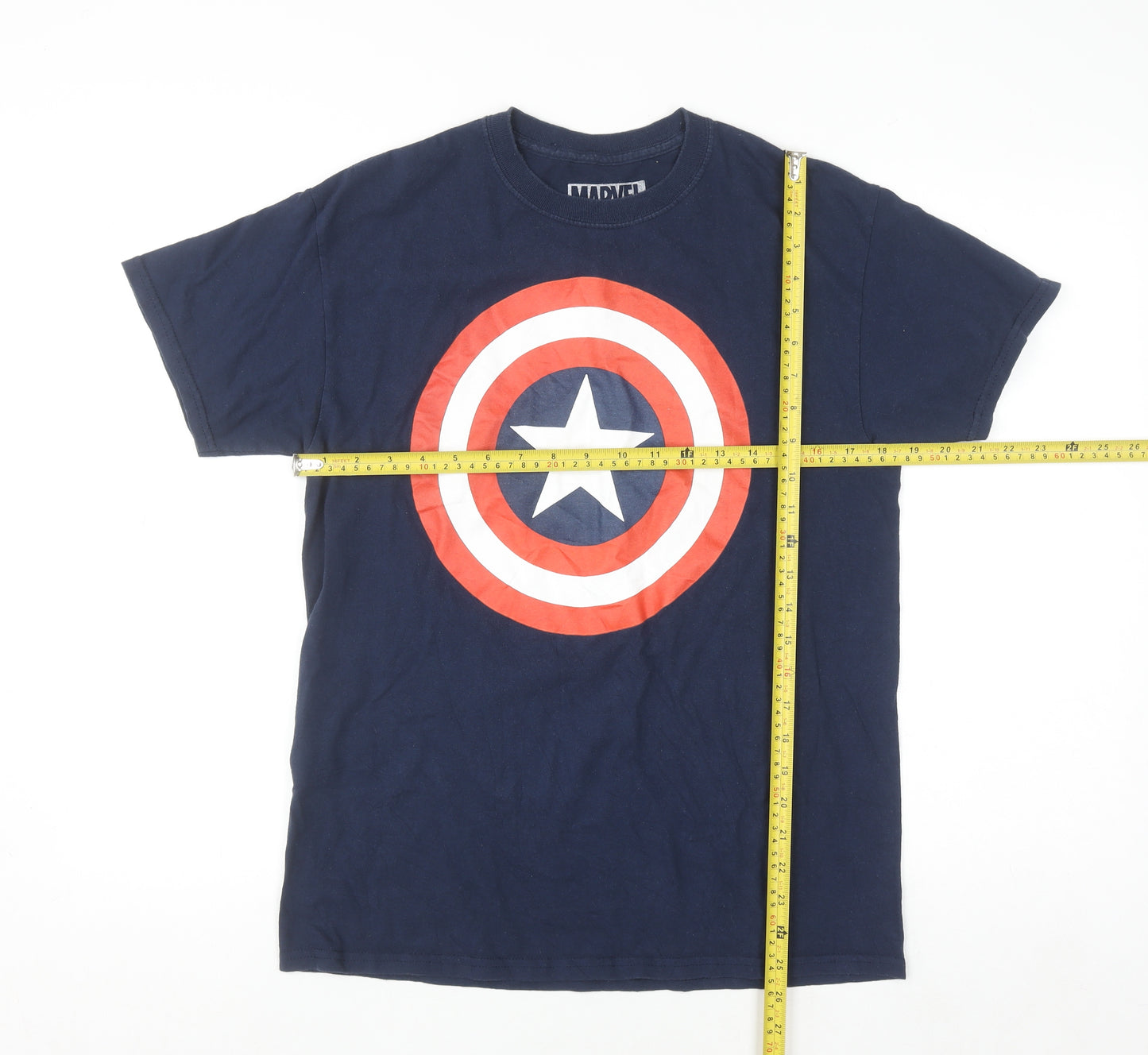 Marvel Men Navy Captain America Shield Cotton T-Shirt Medium