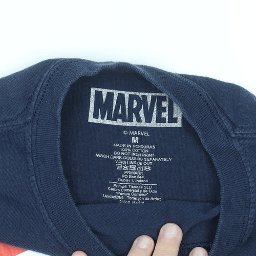 Marvel Men Navy Captain America Shield Cotton T-Shirt Medium