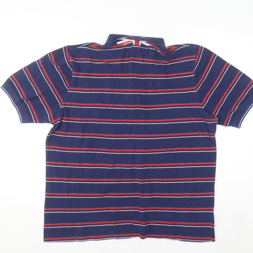 Kangol Men's Blue Striped Cotton Polo Shirt Size L Short Sleeve