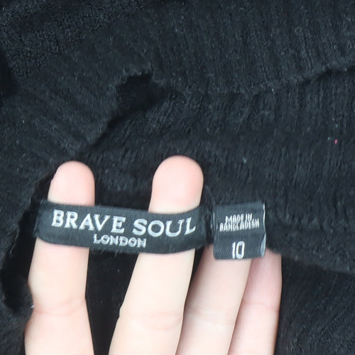 Brave Soul Women's Black Roll Neck Jumper Size 10