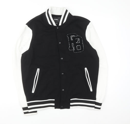 Pull & Bear Men's Black Varsity Jacket Size M College Style