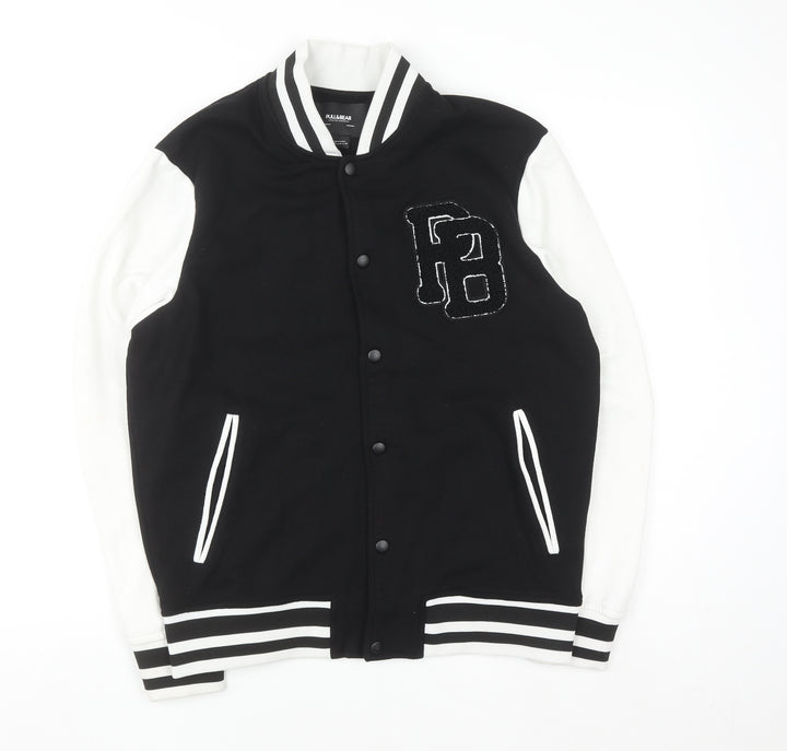 Pull & Bear Men's Black Varsity Jacket Size M College Style