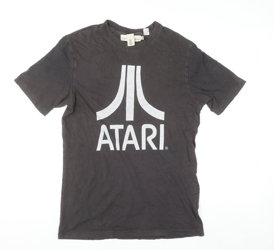 Atari Mens Black Graphic T-Shirt XS Cotton Retro Gaming Top