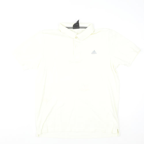 Adidas Men Ivory Clima365 Polo Shirt L Sports Casual Top