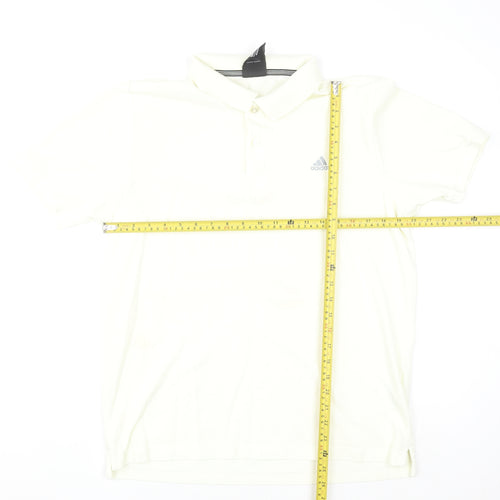 Adidas Men Ivory Clima365 Polo Shirt L Sports Casual Top
