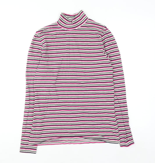 Marks and Spencer Womens Multicoloured Striped Roll Neck Long Sleeve Top Size 12