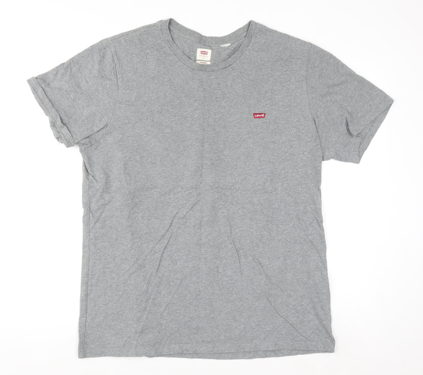 Levi's Men's Grey Crew Neck Regular Fit Cotton T-Shirt L