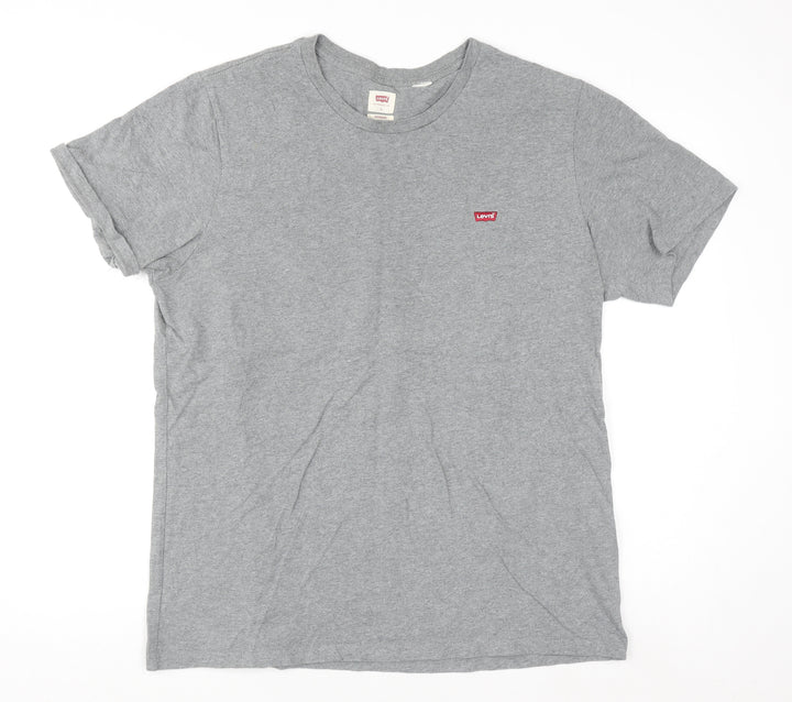Levi's Men's Grey Crew Neck Regular Fit Cotton T-Shirt L