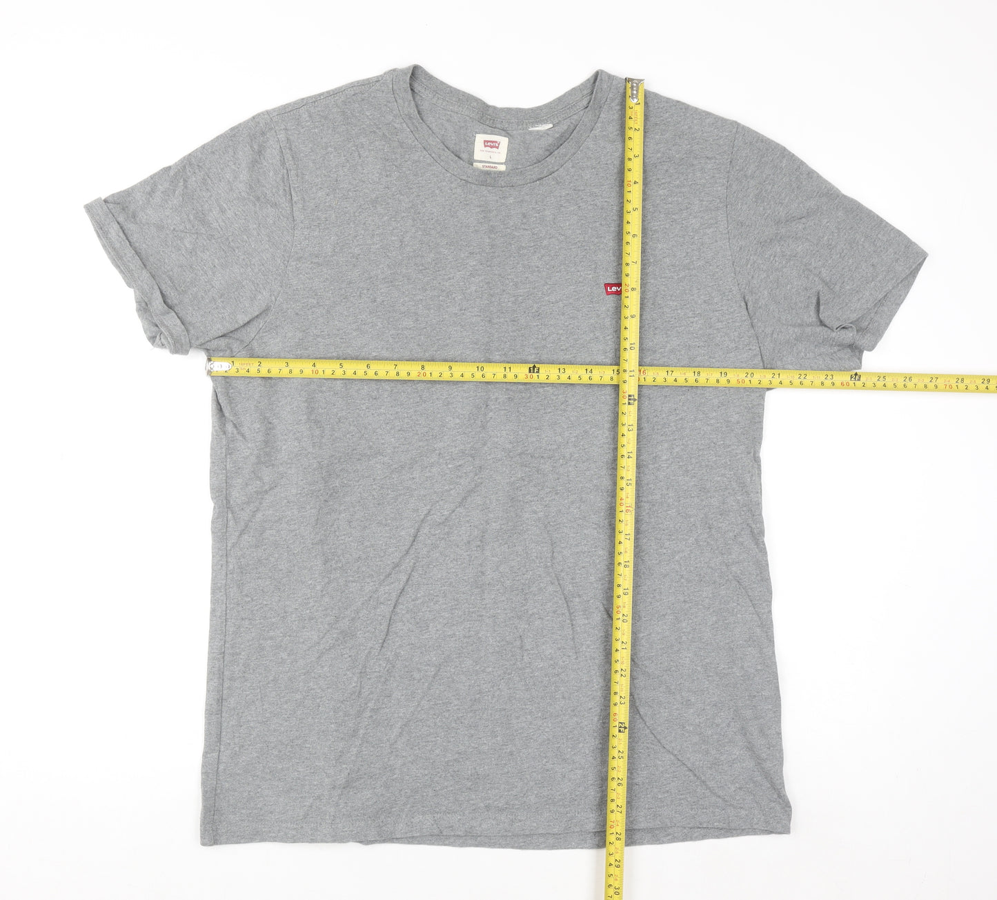 Levi's Men's Grey Crew Neck Regular Fit Cotton T-Shirt L