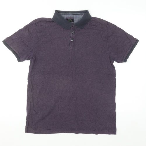 Jasper Conran Men's Purple Striped Cotton Polo Shirt M