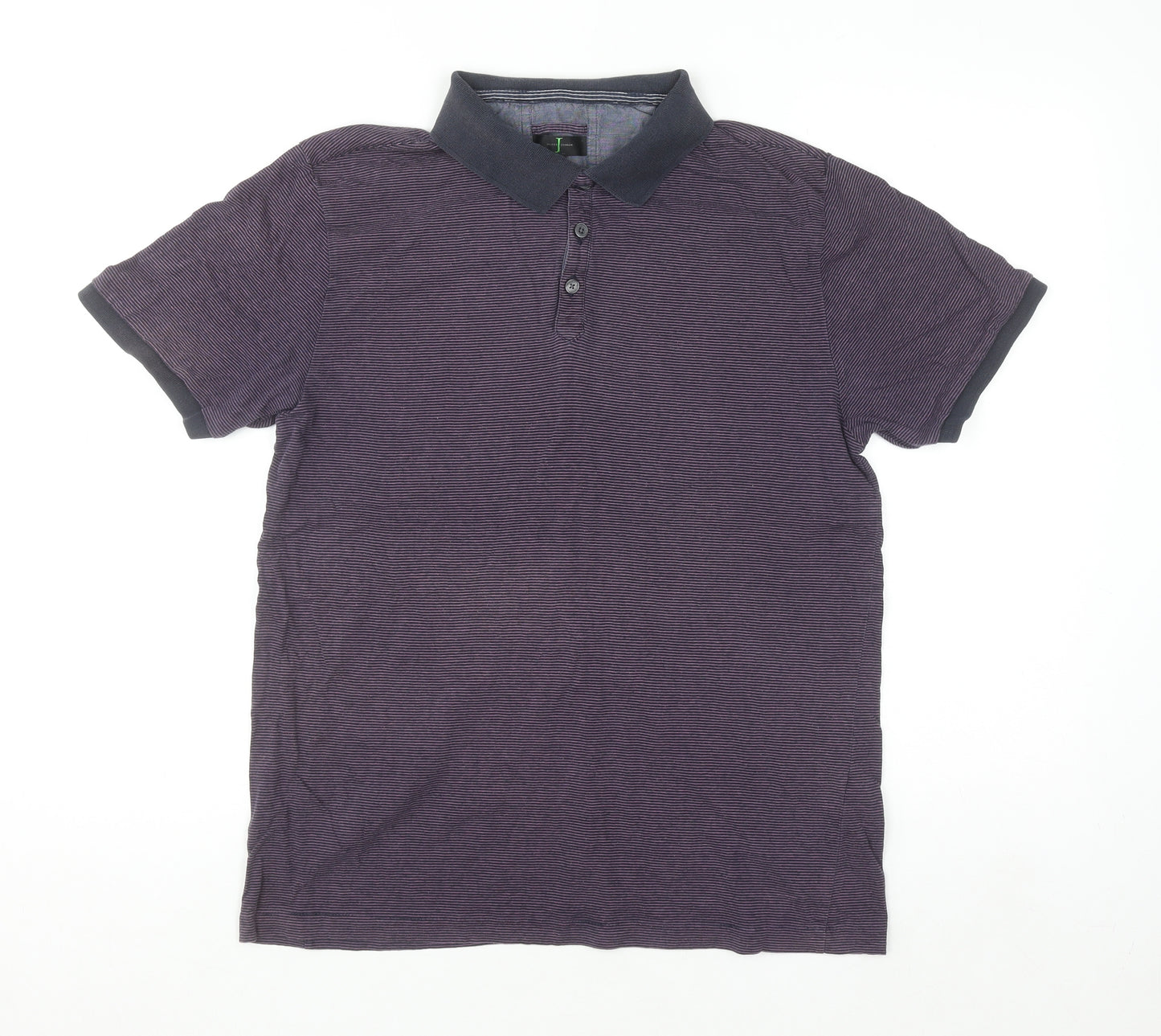 Jasper Conran Men's Purple Striped Cotton Polo Shirt M