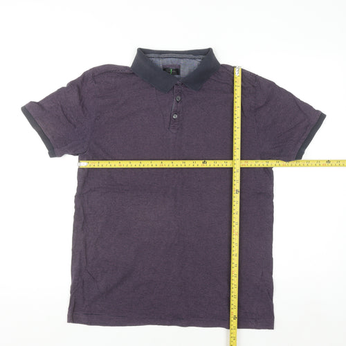 Jasper Conran Men's Purple Striped Cotton Polo Shirt M