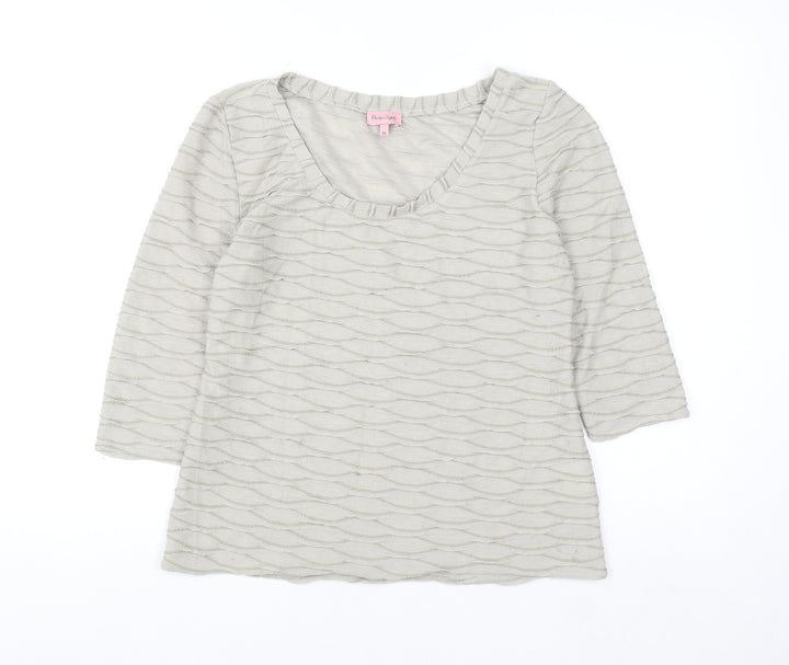 Phase Eight Women’s Beige 3/4 Sleeve Scoop Neck Blouse Size 14