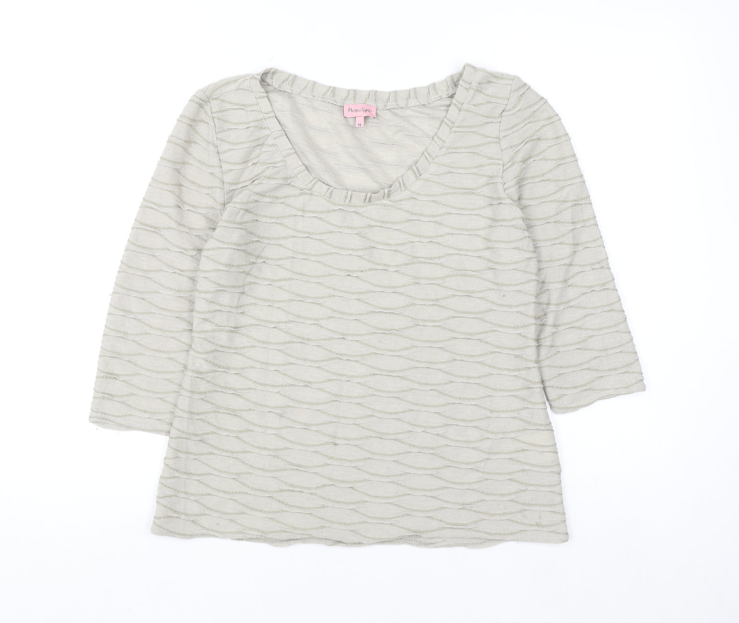 Phase Eight Women’s Beige 3/4 Sleeve Scoop Neck Blouse Size 14