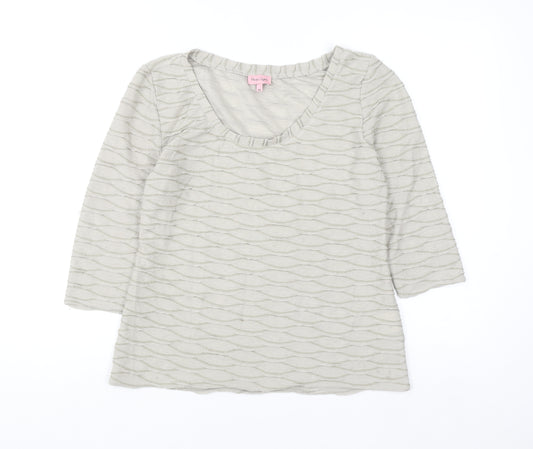 Phase Eight Women’s Beige 3/4 Sleeve Scoop Neck Blouse Size 14