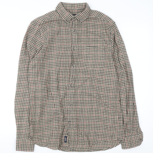Kensington Eastside Mens Beige Check Cotton Flannel Shirt M