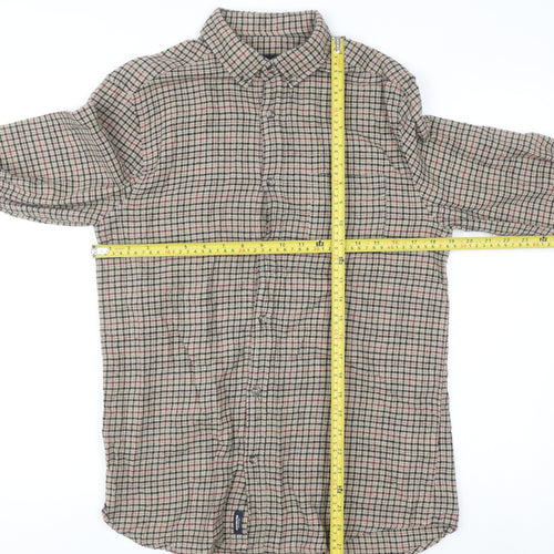 Kensington Eastside Mens Beige Check Cotton Flannel Shirt M