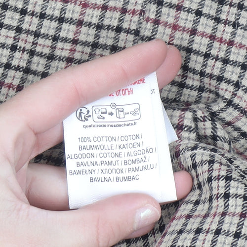 Kensington Eastside Mens Beige Check Cotton Flannel Shirt M