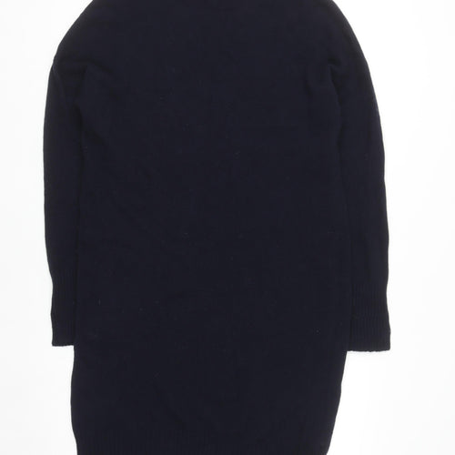 Whistles Womens Black Wool Mock Neck Long Sleeve Jumper Dress M