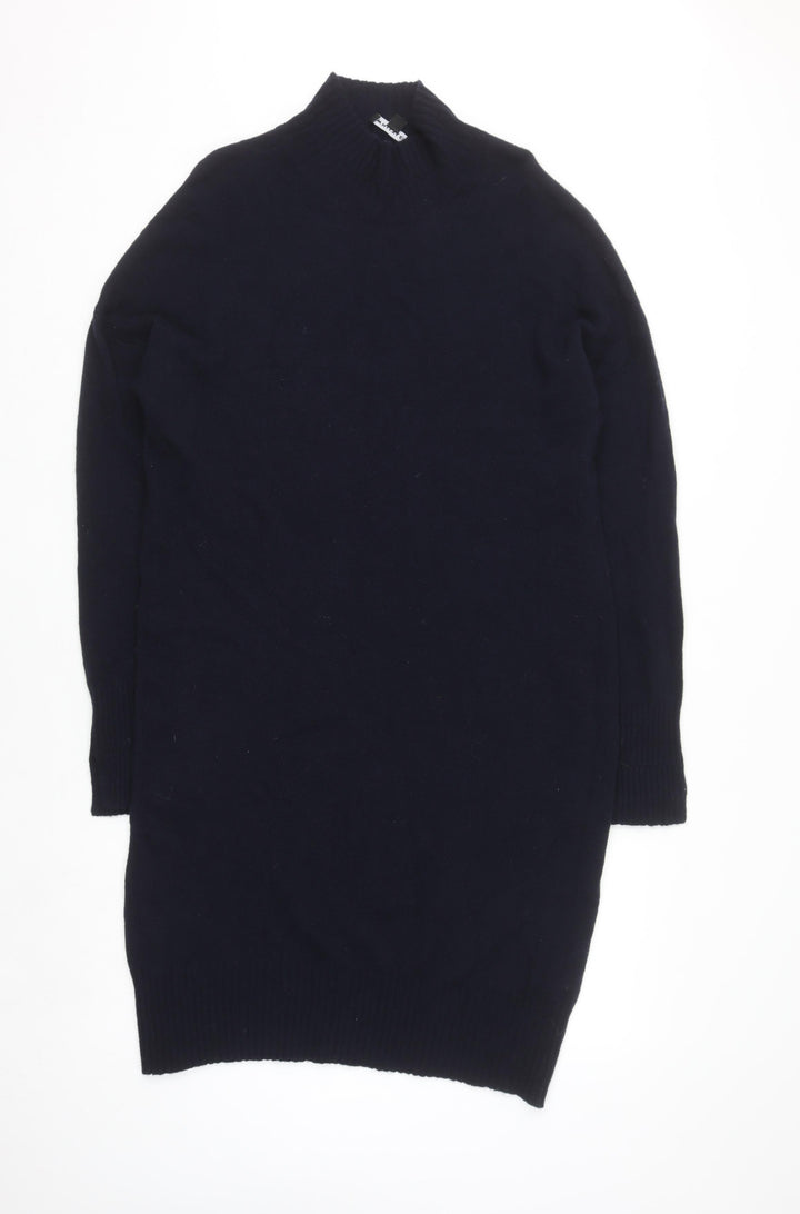 Whistles Womens Black Wool Mock Neck Long Sleeve Jumper Dress M