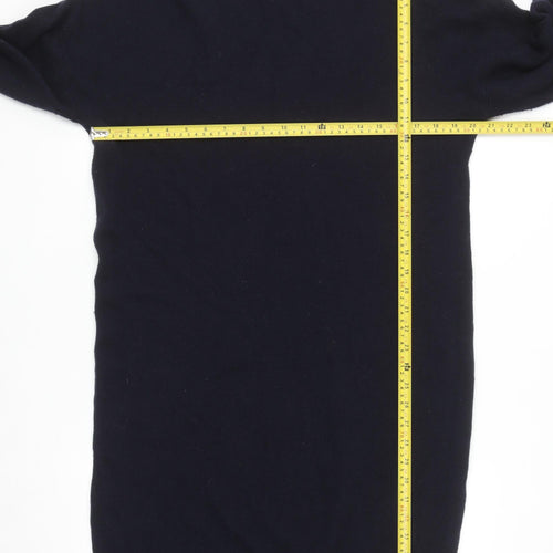 Whistles Womens Black Wool Mock Neck Long Sleeve Jumper Dress M