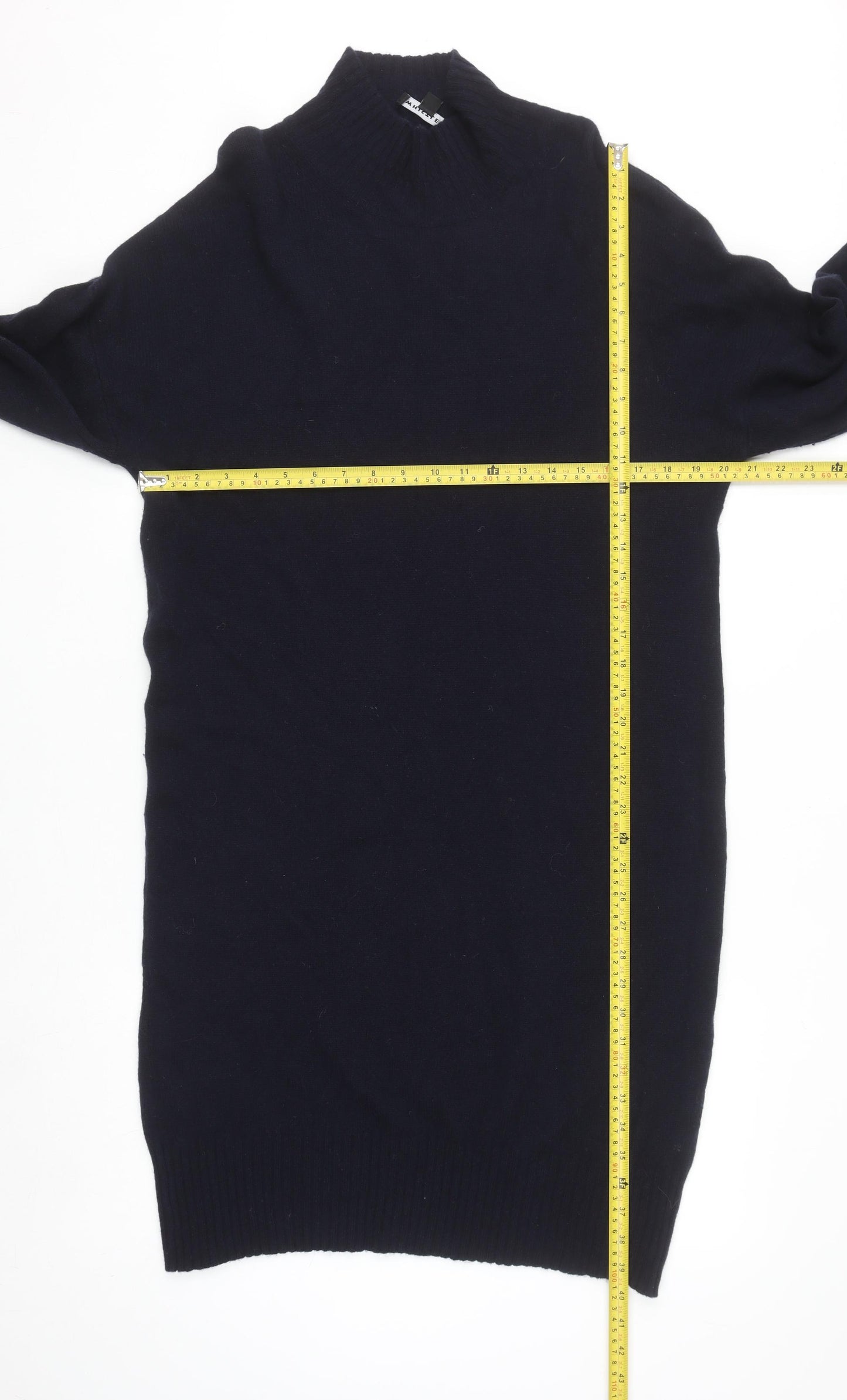Whistles Womens Black Wool Mock Neck Long Sleeve Jumper Dress M