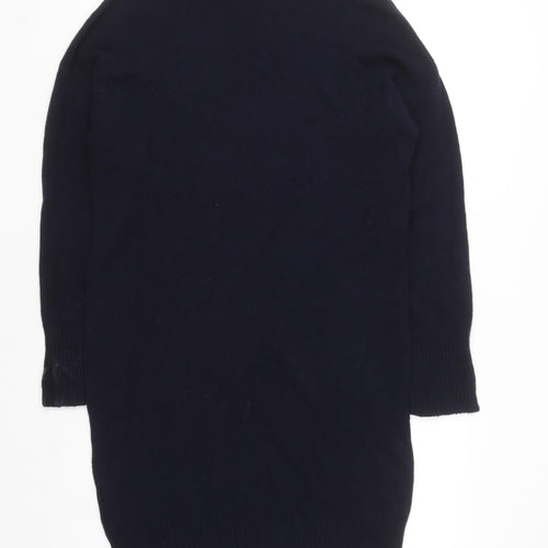 Whistles Womens Black Wool Mock Neck Long Sleeve Jumper Dress M