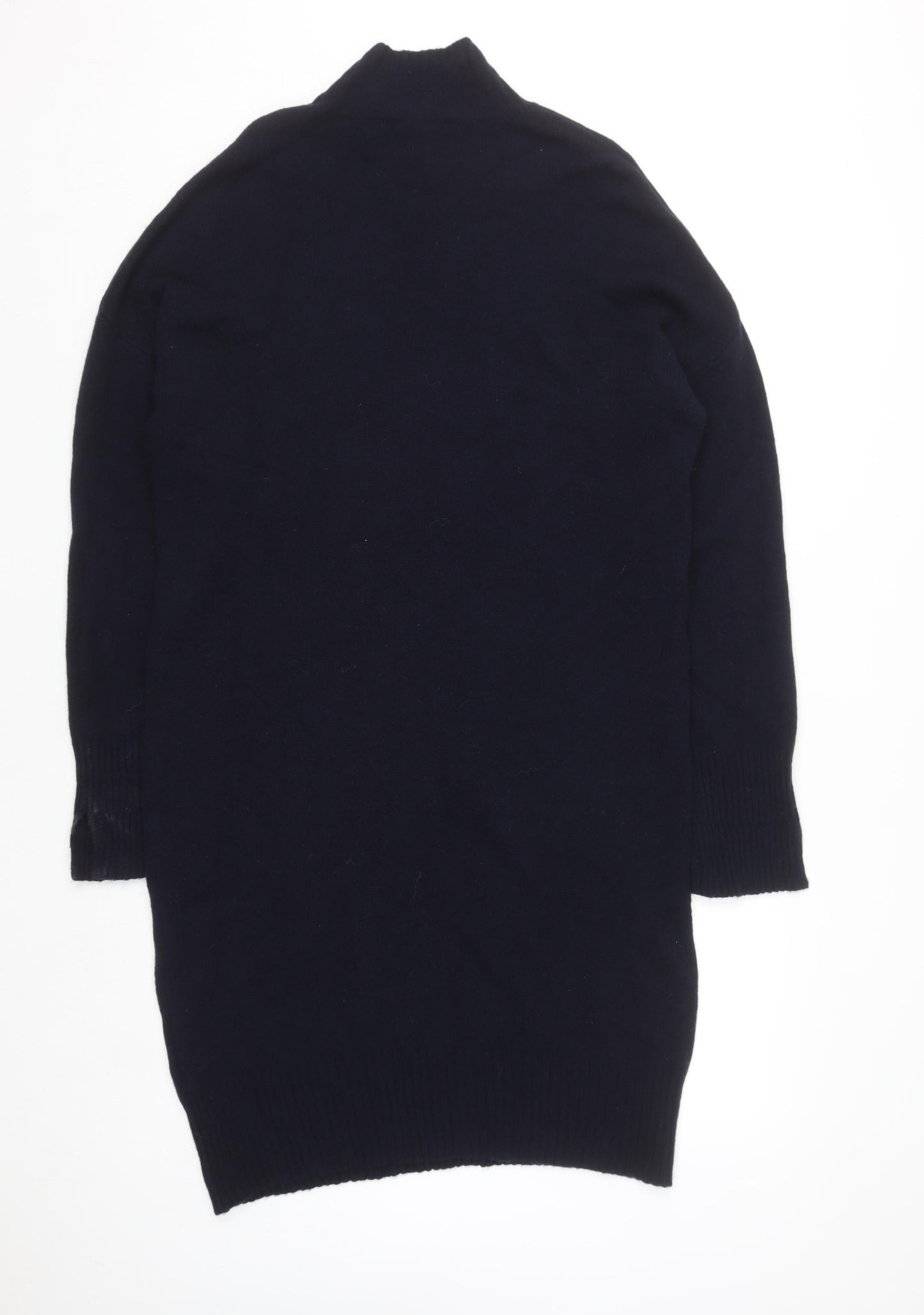Whistles Womens Black Wool Mock Neck Long Sleeve Jumper Dress M