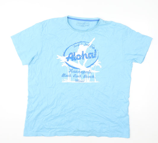 Cotton Blue Men's Regular Fit Aloha Beach Graphic T-Shirt XXL