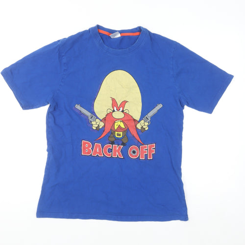Looney Tunes Men's Blue Yosemite Sam Graphic T-Shirt Medium