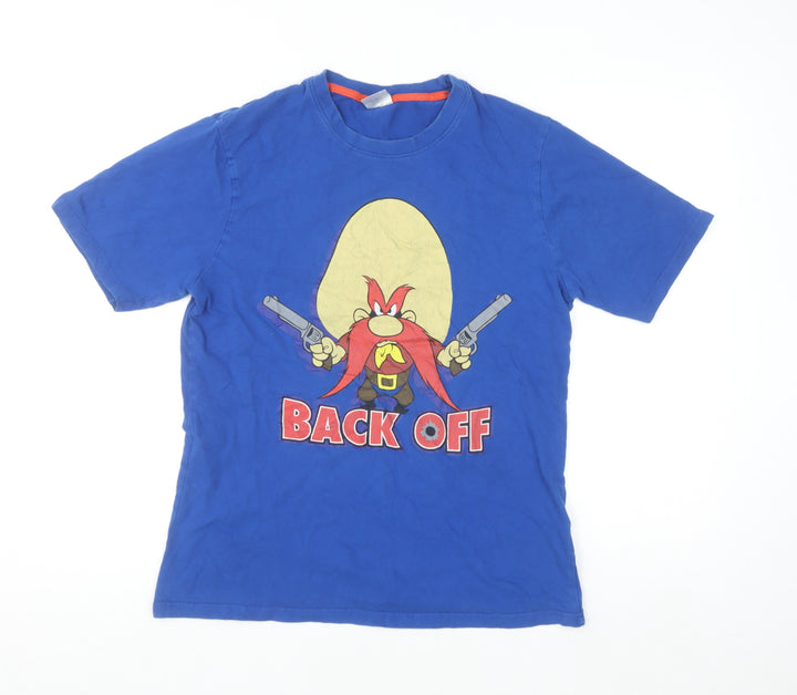 Looney Tunes Men's Blue Yosemite Sam Graphic T-Shirt Medium