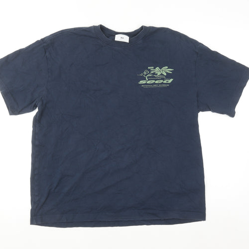 H&M Men's Blue Relaxed Fit Nature Graphic Cotton T-Shirt Size M