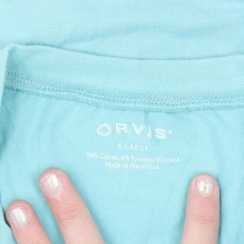 Orvis Women's Blue XL Basic Crew Neck Short Sleeve T-Shirt