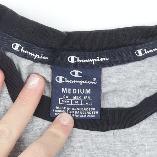 Champion Men’s Grey Black Short Sleeve Crew Neck Sports T-Shirt Medium