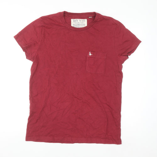 Jack Wills Men's Red Cotton Crew Neck Short Sleeve T-Shirt Size L