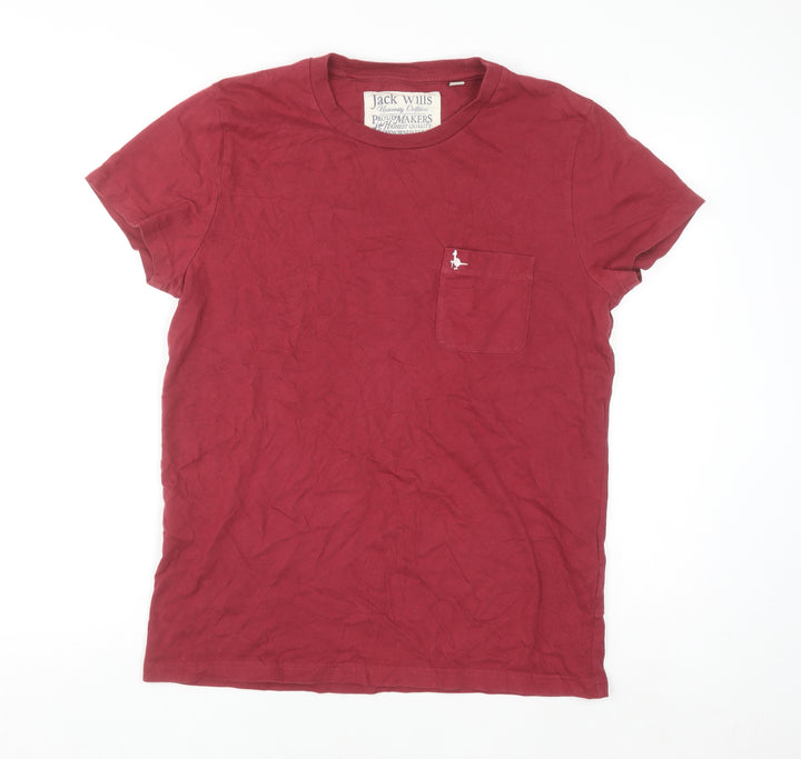 Jack Wills Men's Red Cotton Crew Neck Short Sleeve T-Shirt Size L