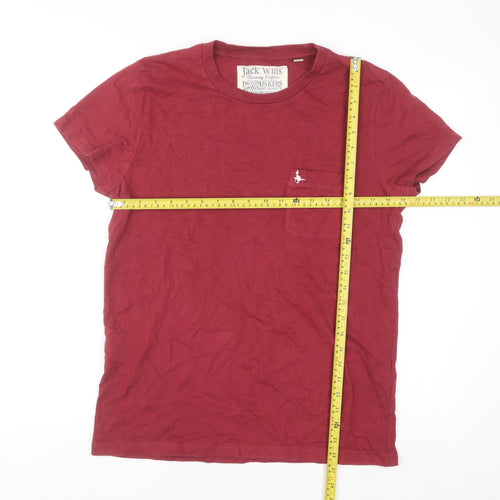 Jack Wills Men's Red Cotton Crew Neck Short Sleeve T-Shirt Size L